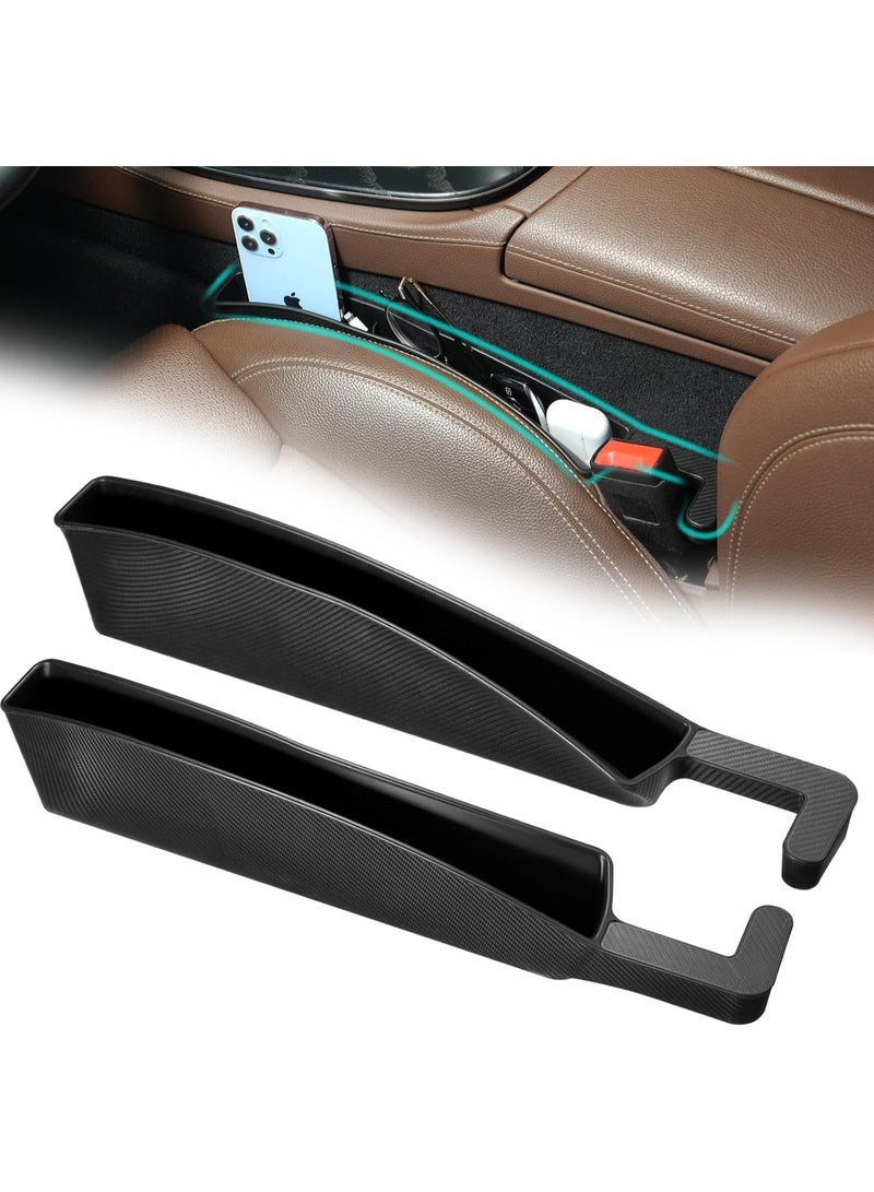 SYOSI Car Seat Gap Filler Organizer, Universal Side Gap Cover with Storage Pockets & Cable Access Hole, Multi-Functional Car Accessory for Phones, Keys, Glasses & Coins, Non-Slip Base (Black, 2-Pack) - Image 1